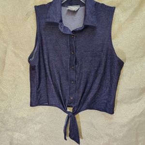 Skönhet sleeveless crop top tie shirt large